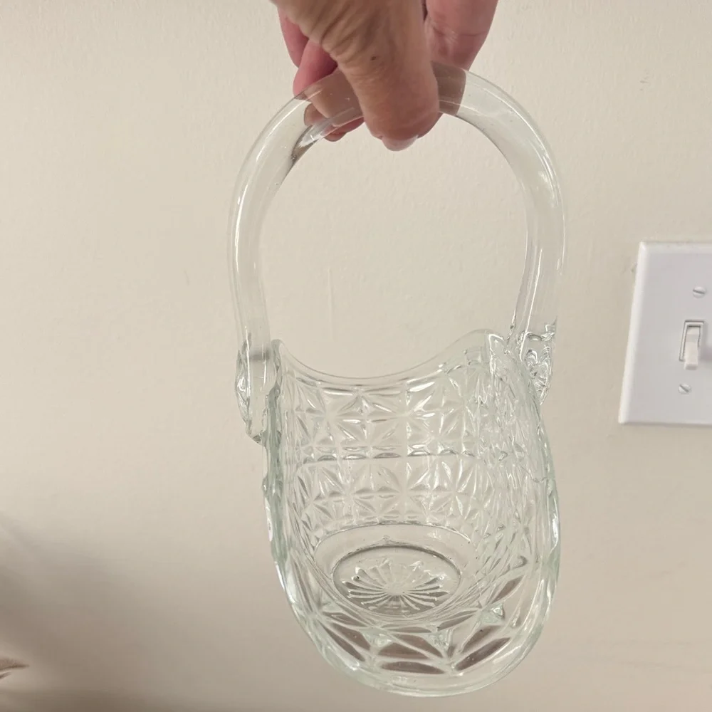 Elegant Vintage Clear Glass Basket